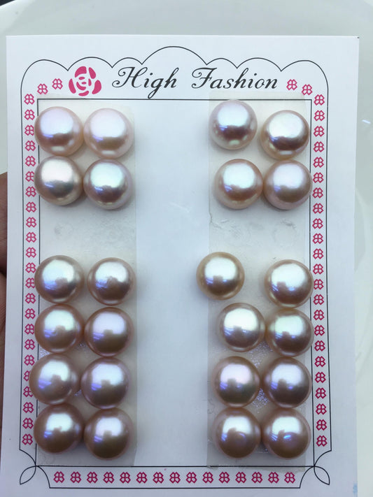 1 pair AAA 11.5-12mm purple big button round freshwater pearls pair,BTN12-T4
