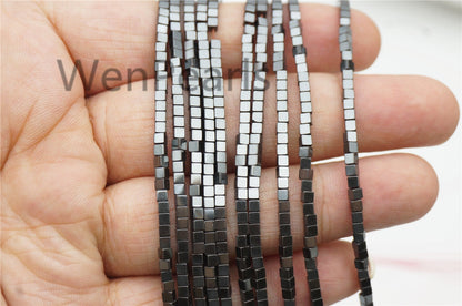 Hematite,1mm,2mm,3mm,4mm cube square Beads,AAA, SELECT SIZE,15.5 inches,G50-CU14-001
