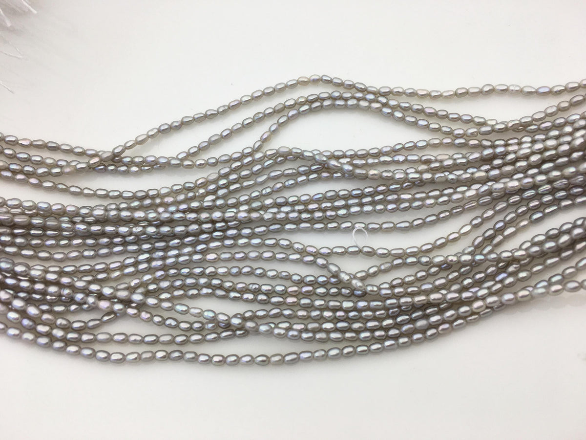 AAA 2-2.2x3-4mm gray rice pearls,genuine pearl,Cultured pearl,diy pearl beads,LR2-3A-28
