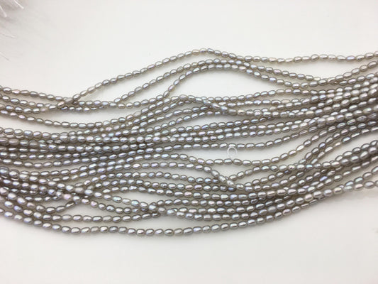 AAA 2-2.2x3-4mm gray rice pearls,genuine pearl,Cultured pearl,diy pearl beads,LR2-3A-28