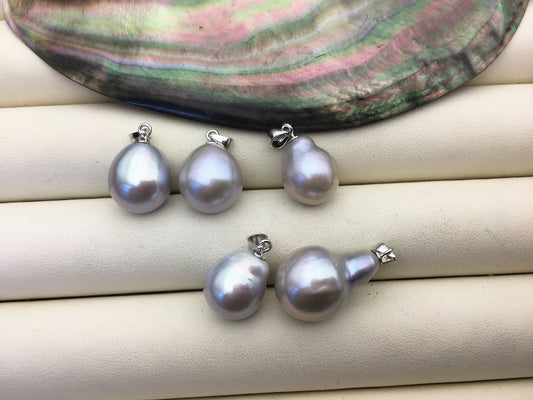 1pc AA+ 11-13mm Big Gray Drop freshwater Pearl pendant,sterling silver,NC1-T52