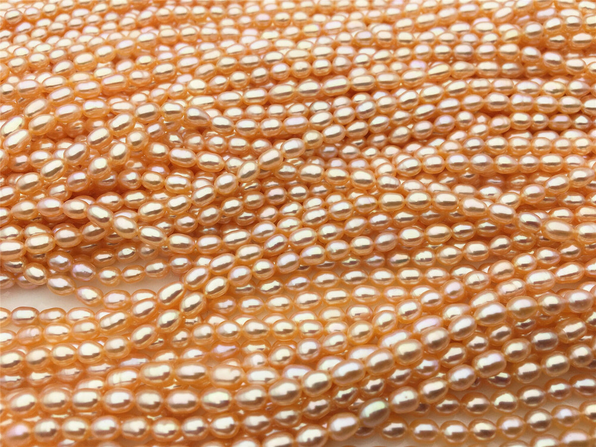 AAA 3.5-4mm*4.8-5.5mm orange rice pearls, oval loose pearl beads, diy pearl, genuine pearl, Cultured pearl, diy pearl beads, LR3-3A-32