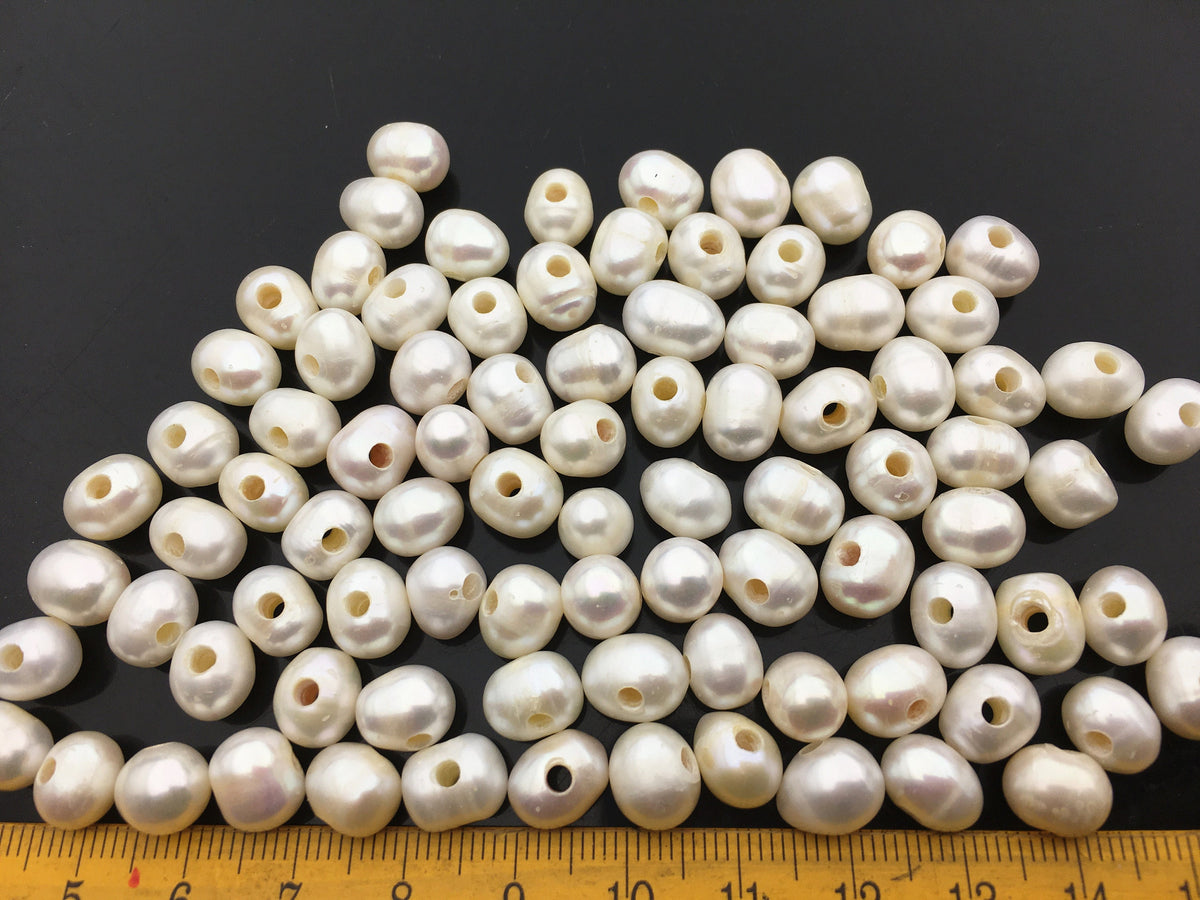 30pcs AA 7.4-8.2mm potato freshwater pearls,2.2mm large hole,potato pearl,pearl wholesale in bulk,CR8-2A-5