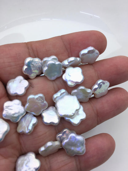20pcs AAA 12-13mm white plum blossom baroque no hole freshwater pearls,ZS-119-23