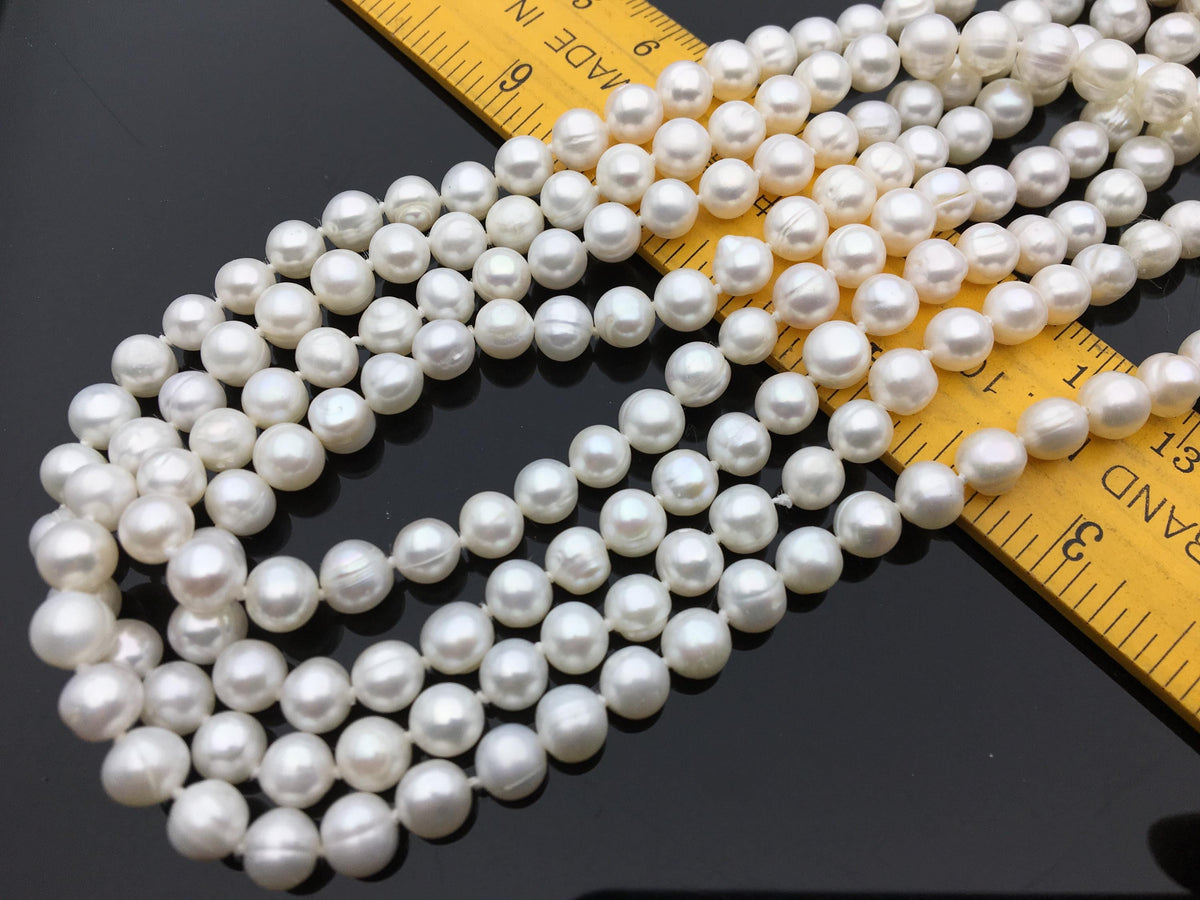 60'' AA+ 6-6.5mm white potato pearl Necklace,Wedding Necklace,NPN1-071