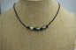 HandMade Fashion Three Tahitian pearl Leather Choker Necklace, men or women choker, Black Leather Pearl necklace, Le11-007
