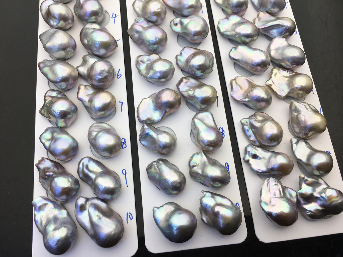 1 pair AAA 12-16x18-25mm Gray Flame ball Pearl Pairs - half hole - large Baroque freshwater pearl pairs,FL15-3A-8-64
