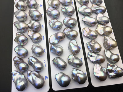 1 pair AAA 12-16x18-25mm Gray Flame ball Pearl Pairs - half hole - large Baroque freshwater pearl pairs,FL15-3A-8-64