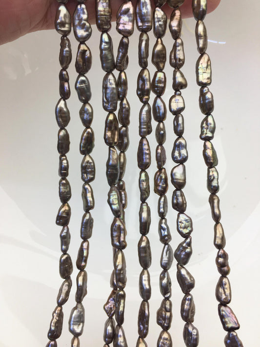 AA+ 5-6mm light brown toothpick Biwa Pearl Necklace,Genuine Fresh Water Pearl,Wedding Necklace,Mothers Day,ZS-80-10-18