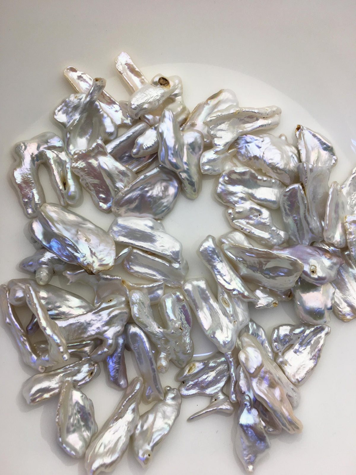 39pcs A+ 13-20mm white biwa keshi Freshwater Pearls, no hole,ZS-80-1-12