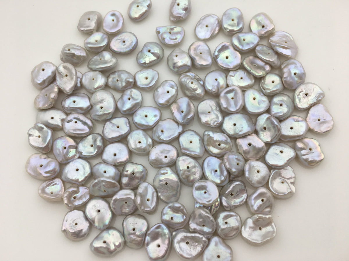 20pcs AAA- 7-8mm Gray Thin Keshi freshwater pearls,0.7mm center drill hole,ZS-127-11