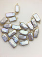 5pcs AA+ 10-12mm Gray block Pearl Pendant with Gold Electroplated Edge for make Earrings bracelet necklace, wen pearl, EDG-021
