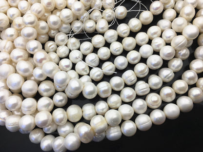 AA 11.3-12.3mm White Big Potato freshwater pearls, White freshwater pearl, pearl strand, big hole pearls, pearls for leather, CR12-2A-7