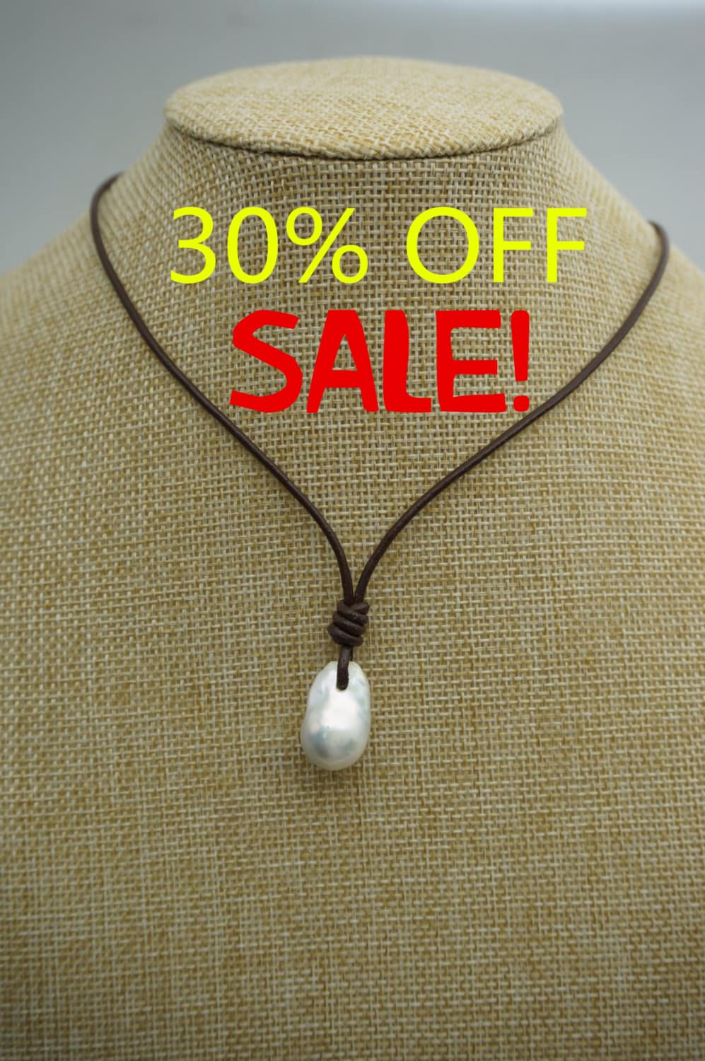 Baroque Freshwater Pearl Pendant Necklace with Leather Cord