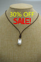 Baroque Freshwater Pearl Pendant Necklace with Leather Cord