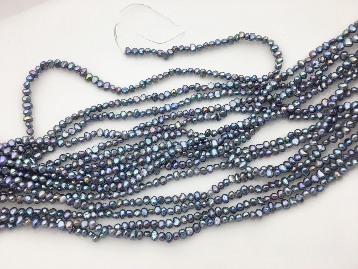 AAA 2-3mm black blue nugget seed pearls, irregular nugget freshwater pearl strand, cheap price, pearl factory china, LM2-3A-4