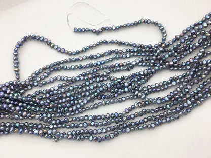 AAA 2-3mm black blue nugget seed pearls, irregular nugget freshwater pearl strand, cheap price, pearl factory china, LM2-3A-4