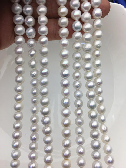AA+ 7-8mm white baroque near round freshwater chinese akoya pearls,RP7-T2