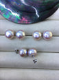 1 pair AAA 11.5-12mm purple rainbow button round Pearl Stud Earrings, freshwater pearl earrings, classic pearl studs, SE1-069-26