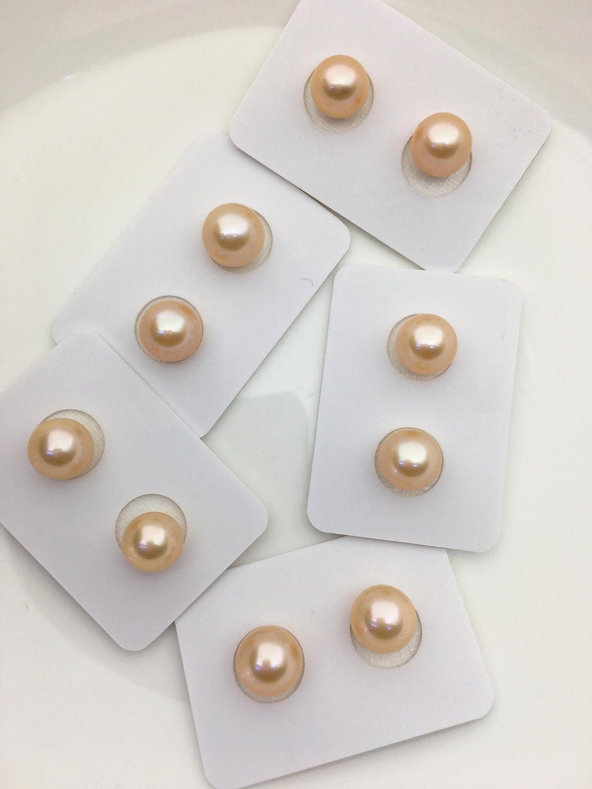 1 pair AAA+ 10-11mm Light Orange Rainbow Round edison freshwater pearl,ED12-3A-1-13
