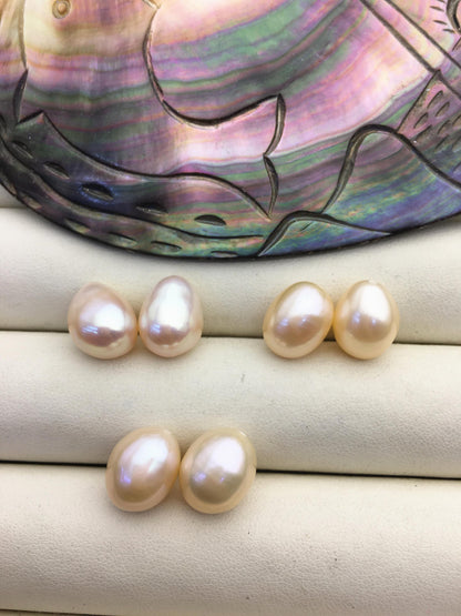 Pink Nugget Baroque Pearl Pairs — 9.4–10.2 mm, 2 Pairs