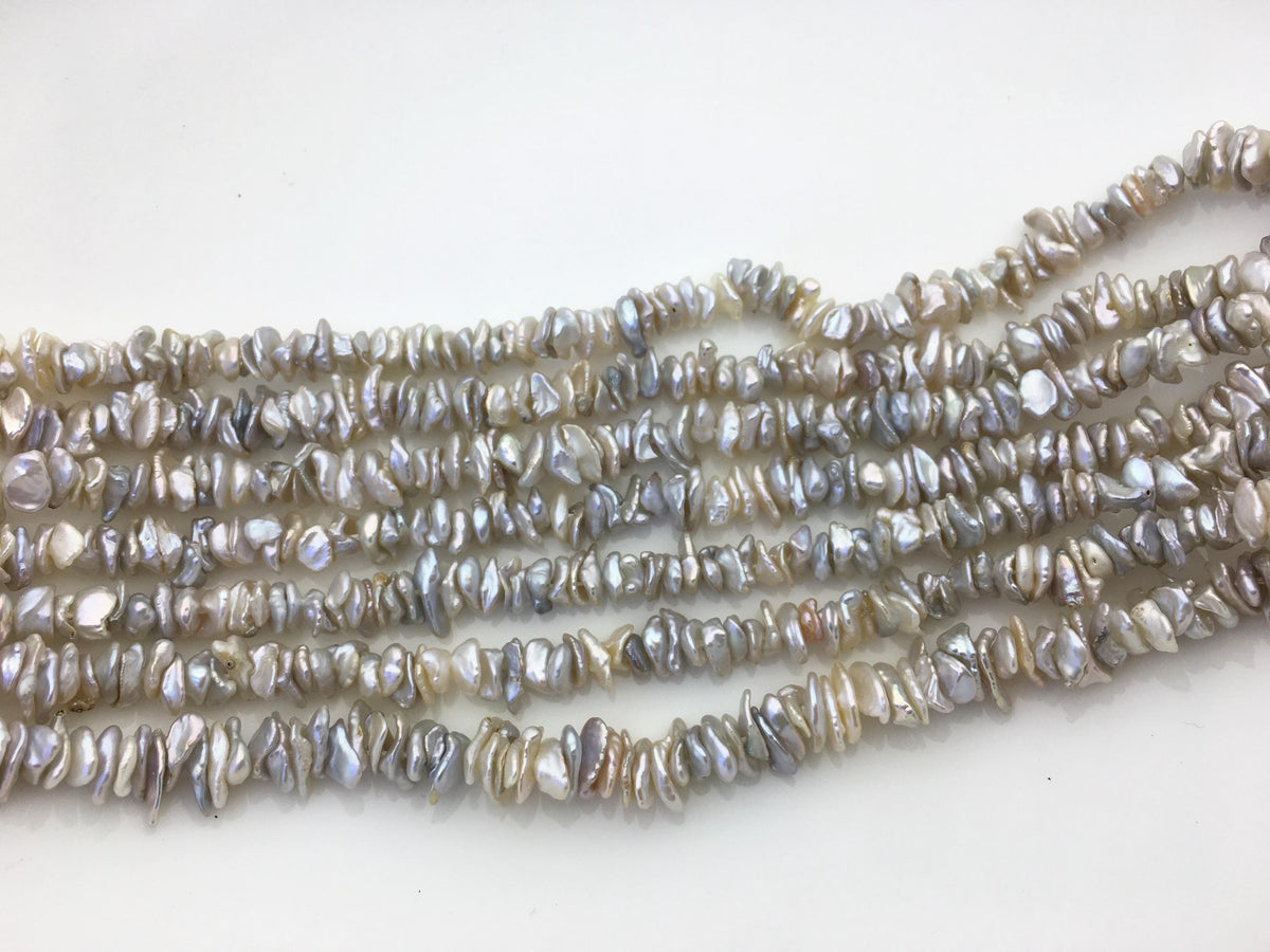 AAA/AA+ 5-6mm white with natural gray Keshi pearls,Center drilled,ZS-128-6
