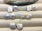 5 pairs AA 12-14mm White Square Shape Freshwater Pearl White loose Beads Piar,wholesale,ZS-103-37-13