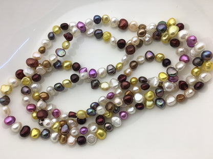 52'' AAA misc color nugget pearl Necklace,7mm nugget pearl,NPN1-109