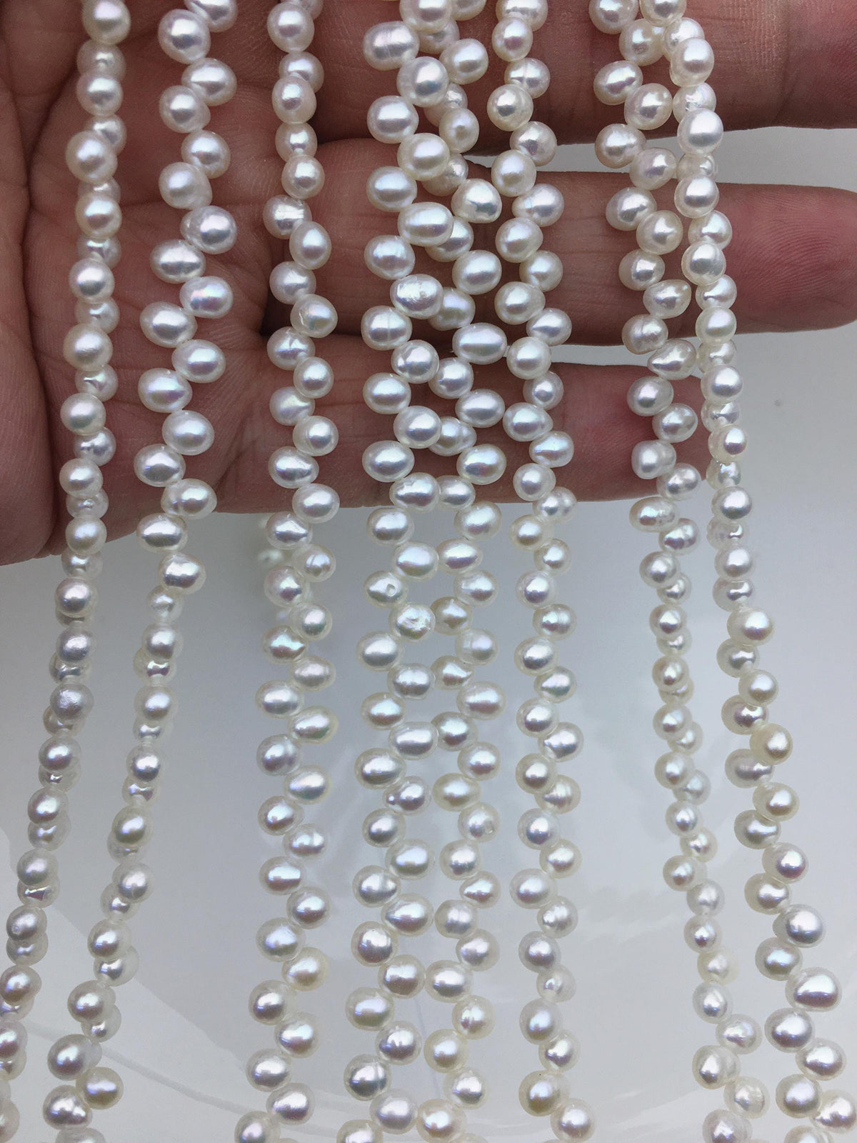 AAA 4.5-5mm white rice freshwater pearls, Cultured white rice freshwater pearls beads strand, LR4-3A-44