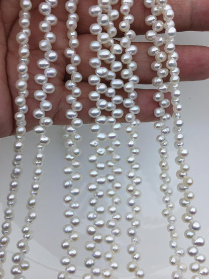 AAA 4.5-5mm white rice freshwater pearls, Cultured white rice freshwater pearls beads strand, LR4-3A-44