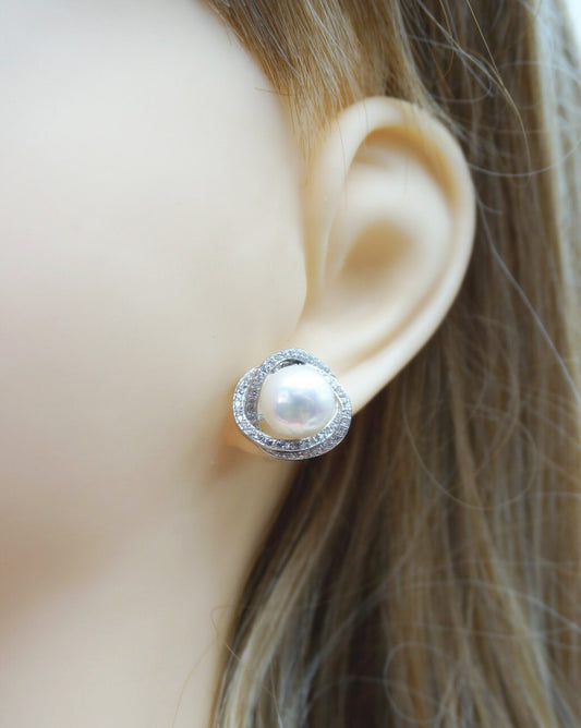 Big Sterling Silver S925 pearl stud earrings, genuine freshwater pearl earrings, bridesmaid, bridal, SE3-029