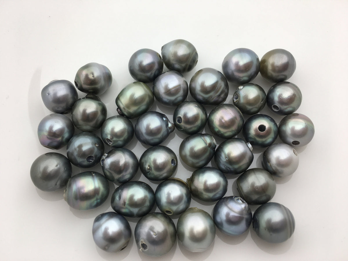 11-13mm big Single Drop Gray Green Tahitian pearl Leather Cord bracelet, SELECT leather color, Pearl Leather bracelet, Le10-004
