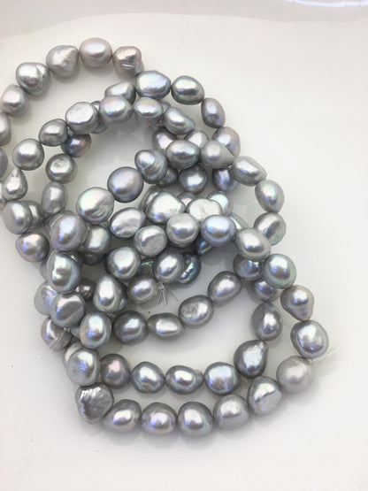 7'' 10mm AAA silver gray nugget Freshwater pearl Elastic string Bracelet,baroque pearl bracelet,B8-T2