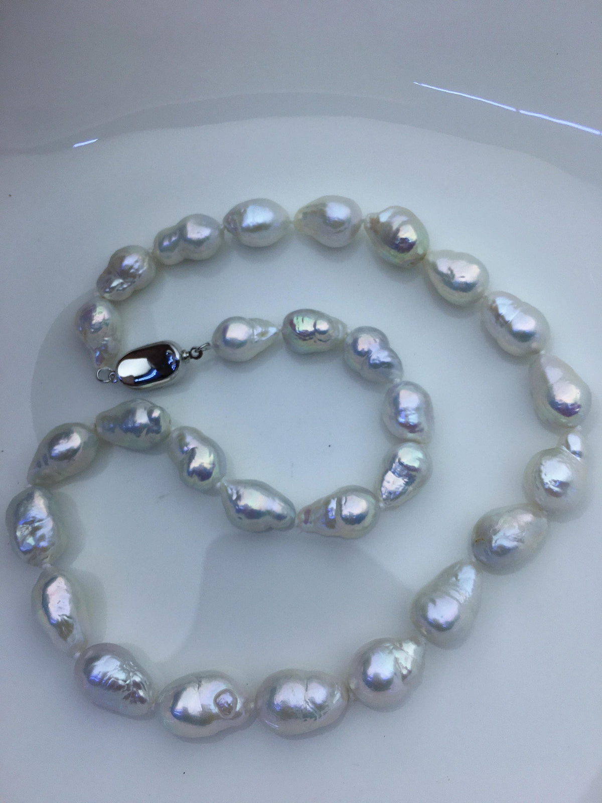 17.5'' AA+ 9-11mm white baroque drop edison freshwater Pearl necklace,genuine Natural Pearl Necklace,NPN1-T30-4