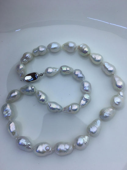 17.5'' AA+ 9-11mm white baroque drop edison freshwater Pearl necklace,genuine Natural Pearl Necklace,NPN1-T30-4