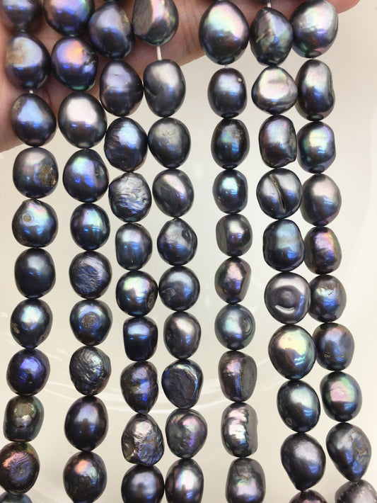 AA 11mm black nugget freshwater pearls,baroque pearl strand freshwater pearls,pearl strand,LM11-T4