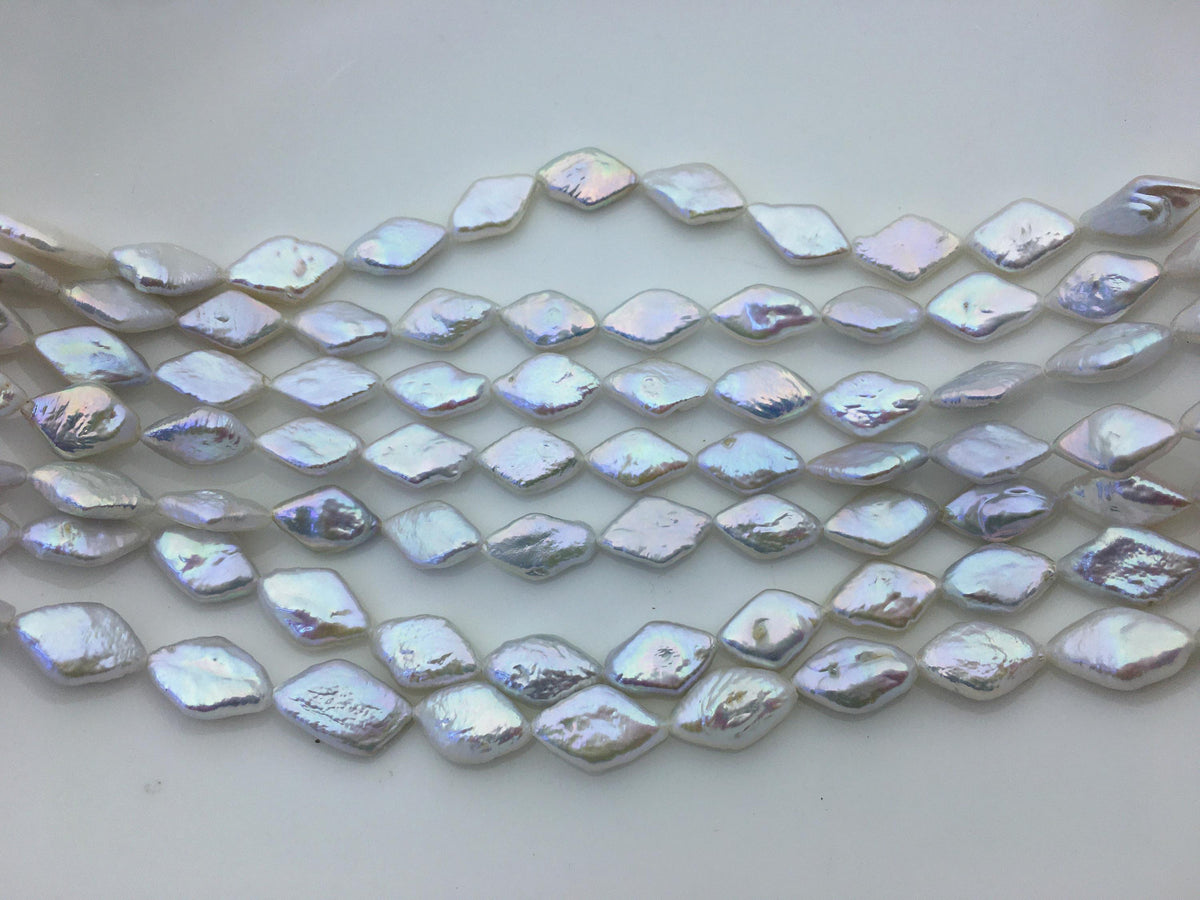 AAA 9-10x13-15mm White diamond Shape Freshwater Pearl,ZS-103-1