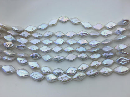 AAA 9-10x13-15mm White diamond Shape Freshwater Pearl,ZS-103-1