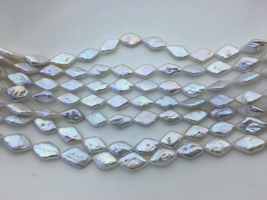 AAA 9-10x13-15mm White diamond Shape Freshwater Pearl,ZS-103-1