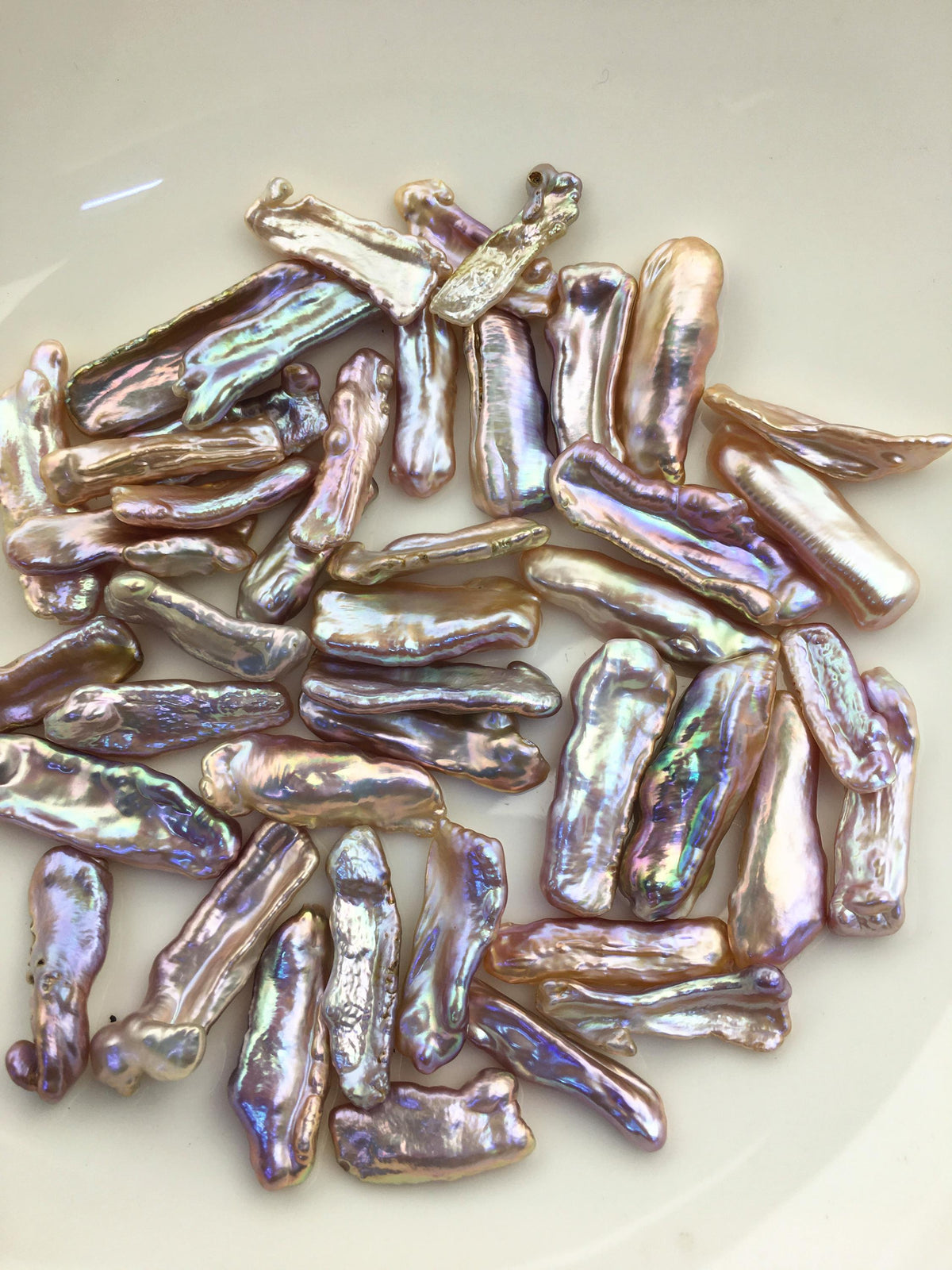 20pcs AAA 7-11mm natural purple rainbow biwa keshi Freshwater Pearls,no hole,ZS-80-39
