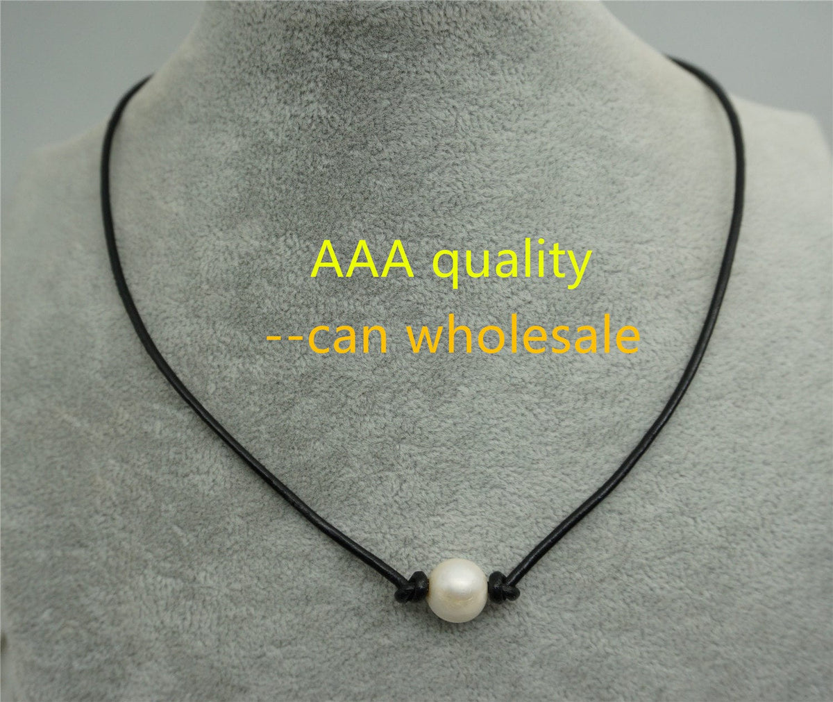 AAA Leather Pearl Choker, pearl choker necklace, Pearl Leather Necklace, Bracelet, Black Leather Pearl necklace, necklaces for women, Le1-004