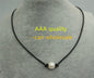 AAA Leather Pearl Choker, pearl choker necklace, Pearl Leather Necklace, Bracelet, Black Leather Pearl necklace, necklaces for women, Le1-004