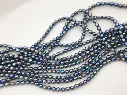 AAA 4-4.5mm black blue rice freshwater pearls,LR4-3A-45