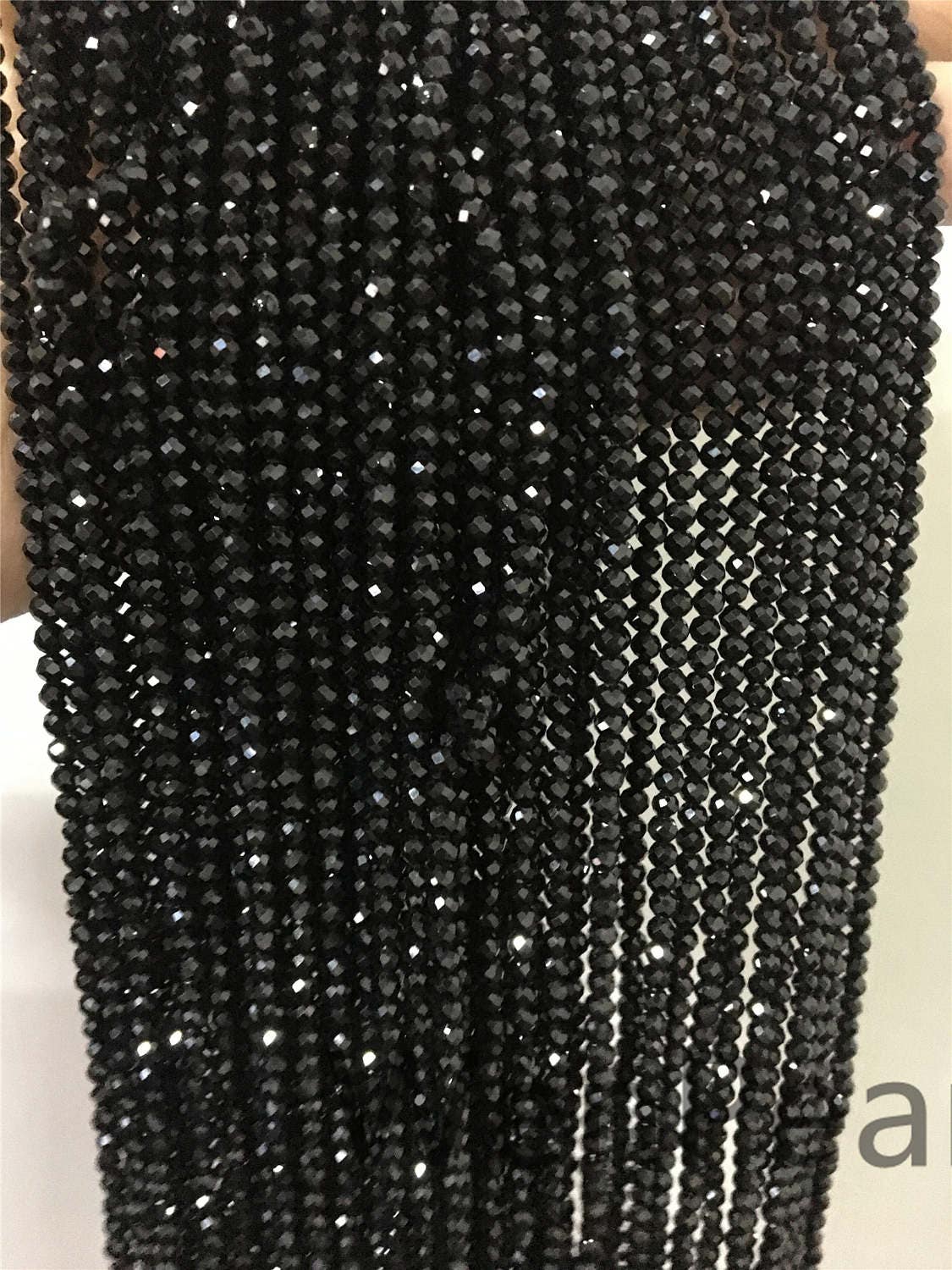 AAA 3mmx3mm Very Shine Black Spinel Rondelle Faceted, 15.3 inches, one strand, Semi Precious stone, black spinel beads, SP-R3-005