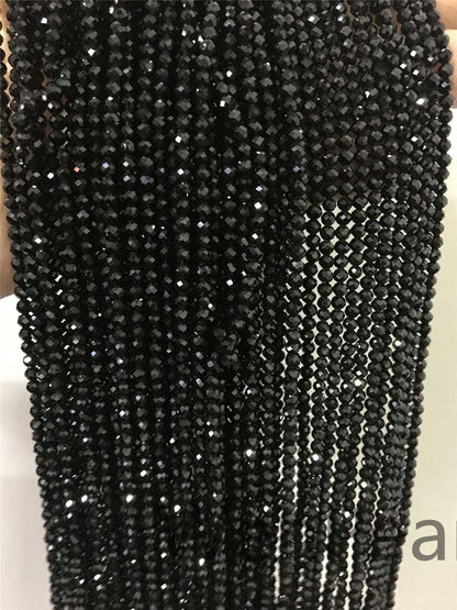 AAA 3mmx3mm Very Shine Black Spinel Rondelle Faceted, 15.3 inches, one strand, Semi Precious stone, black spinel beads, SP-R3-005