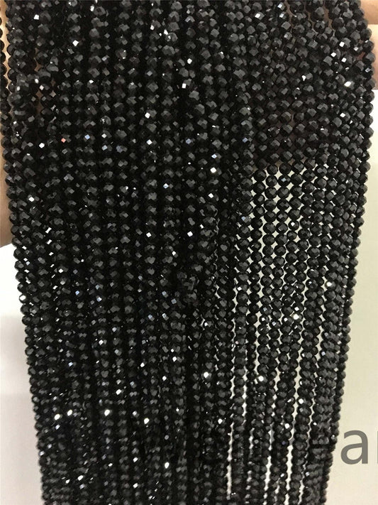 AAA 3mmx3mm Very Shine Black Spinel Rondelle Faceted, 15.3 inches, one strand, Semi Precious stone, black spinel beads, SP-R3-005