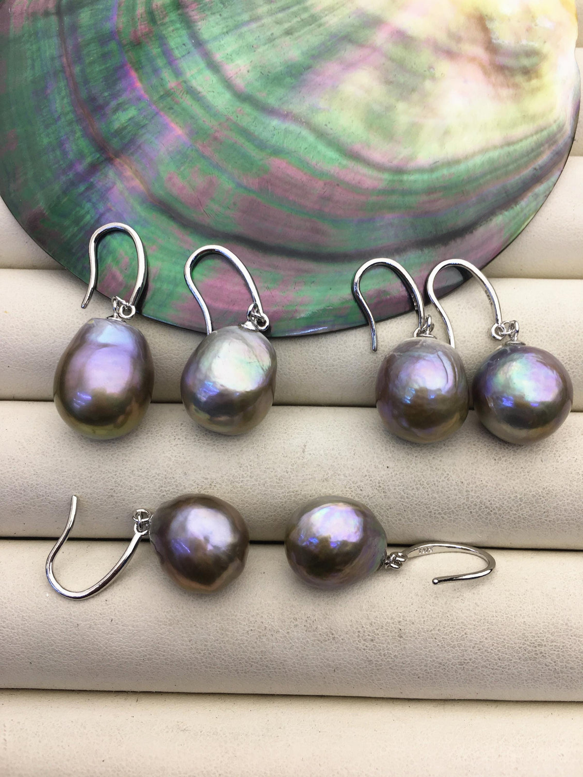 1 pair AAA 11-14mm gray bronze drop edison pearl dangle earrings,S925 Sterling Silver earrings,SE3-T9-3