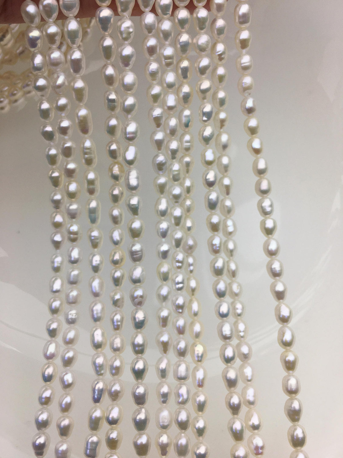 AA 4.5-5mm*5-7mm white rice freshwater pearl, Cultured white rice freshwater pearls bead, pearl necklace, DIY, LR4-2A-2