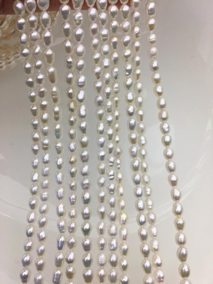 AA 4.5-5mm*5-7mm white rice freshwater pearl, Cultured white rice freshwater pearls bead, pearl necklace, DIY, LR4-2A-2