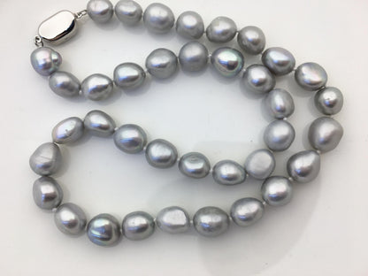 17.5'' AAA 9.3-10.3mm gray nugget pearl Necklace,NPN1-T75
